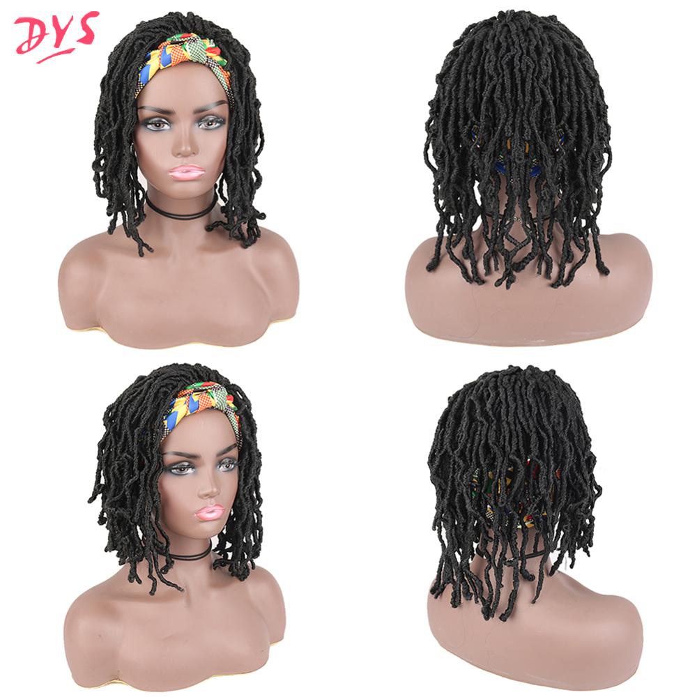 Rastas pelo Peluca de pelo rizado Afro giro Crochet trenzado pelucas de diadema para las mujeres negras con cordón negro trenza pelucas con diadema