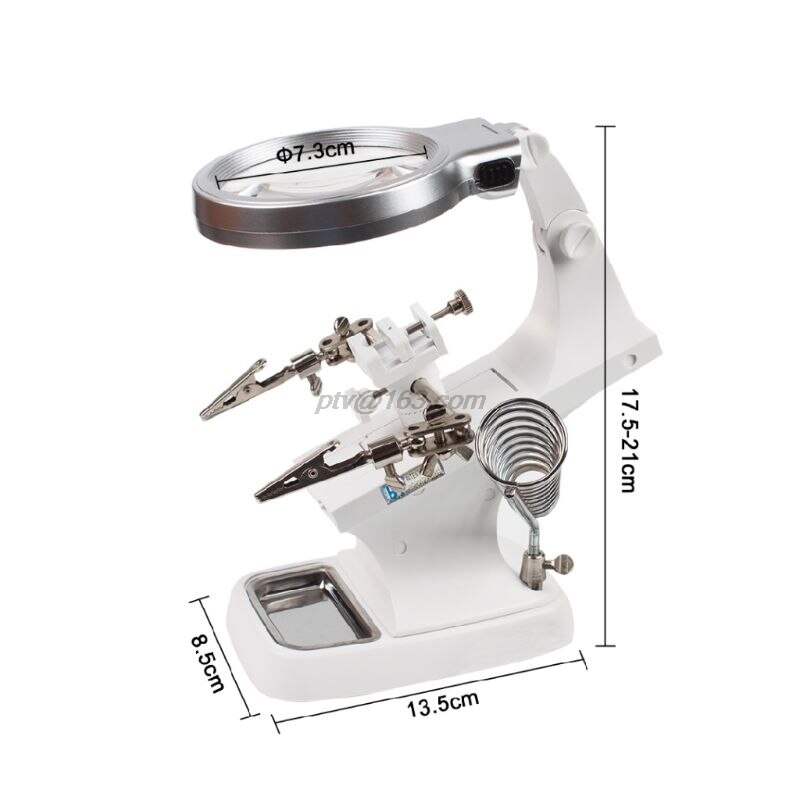 Rotating Hand Soldering Stand Welding Tool Magnifying Glass LED Light Alligator Clip Holder Clamp Multifunction For Repairment
