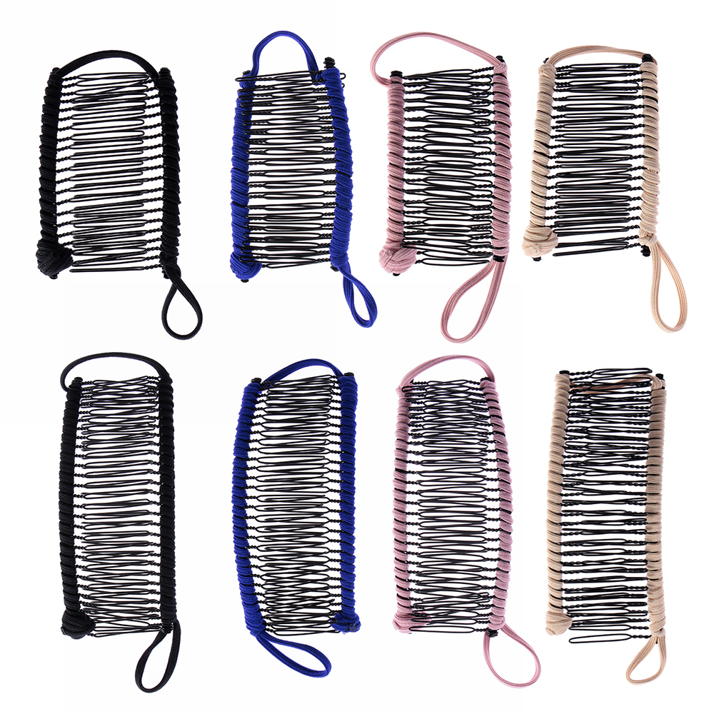 1PC Vintage Unisex Lazy Banana Combs Stretchable Metal Hairclip Head Massage Stretchable Comb Hair Styling Tool Acces