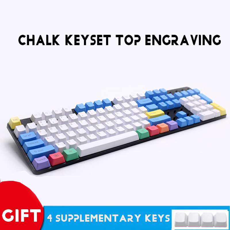 108-llave de tiza/ZEALER/tapa de FILCO de carbono/lado/grabado en blanco personalidad Keycap Teclado mecánico Keycaps: Chalk Keyset Top