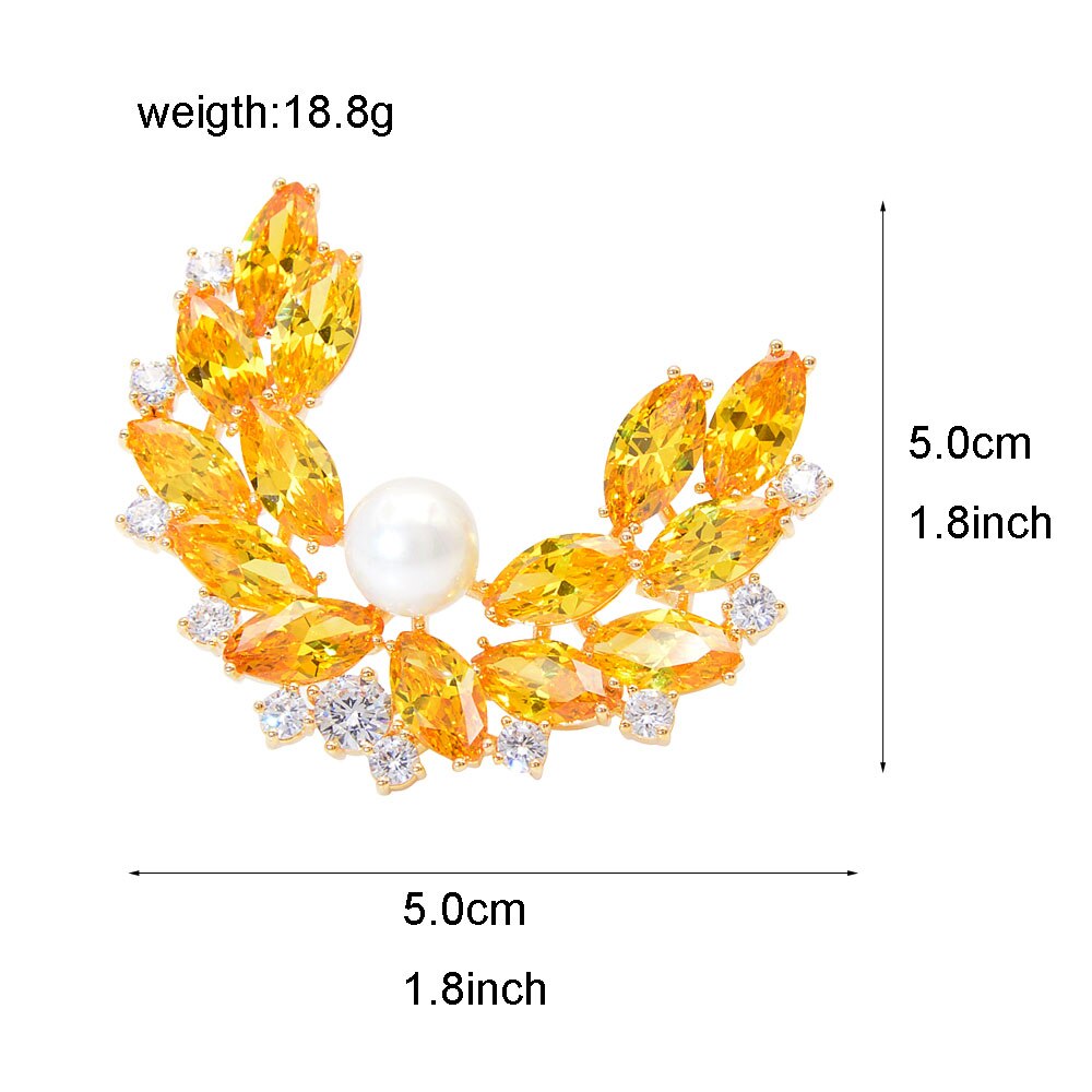 CINDY XIANG Mix-color Cubic Zirconia Leaf Brooches For Women Shining Sparking Pin Luxury Copper Jewelry Coat Accessories