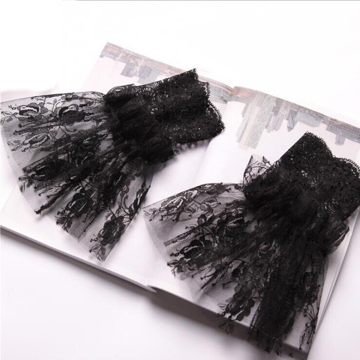 Mangas postizas con puños decorados, suéter salvaje de otoño e invierno, mangas decorativas con volantes abotonados, mangas plisadas de encaje para muñeca