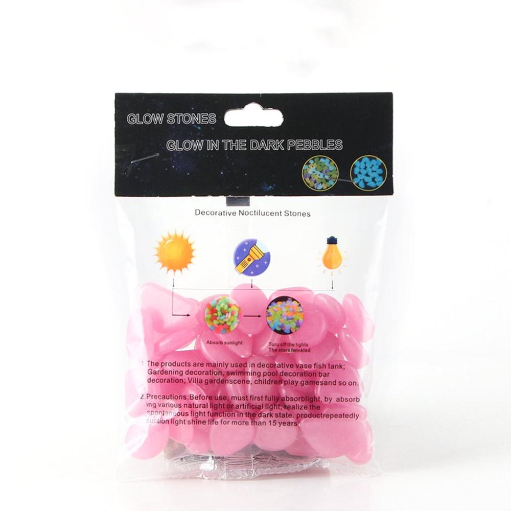 50 pçs cor artificial luminosa pedra fluorescente pedra brilhante inglês completo saco embalagem tanque de peixes paisagismo