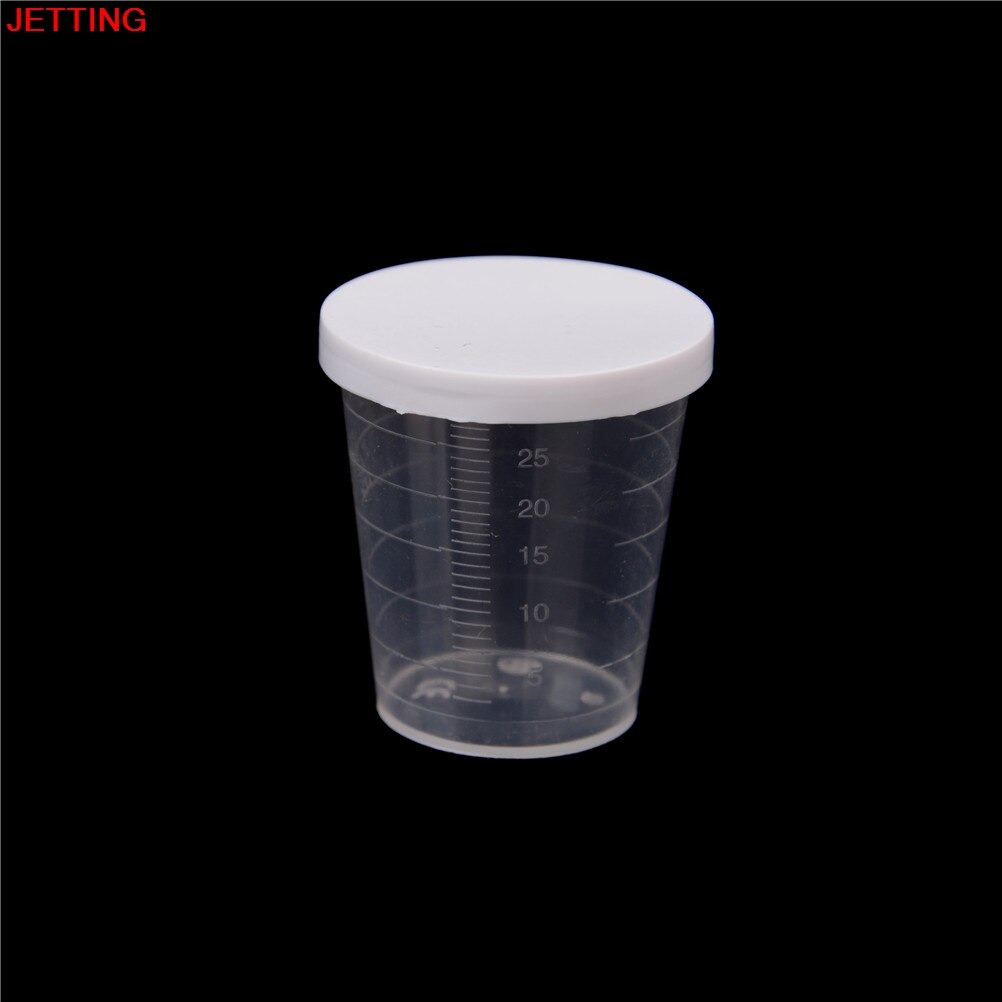 Tazas de medición de líquido PP transparentes, cilindro de prueba de laboratorio de plástico, tapa blanca, contenedor transparente de indexación, 30ml, 10 Uds.