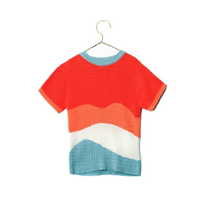Nuovi Bambini Short-Dell'onda del manicotto del Maglione Capretti Delle Ragazze Dei Ragazzi Maglione Lavorato A Maglia di Estate di Modo Delle Ragazze Maglione RT511