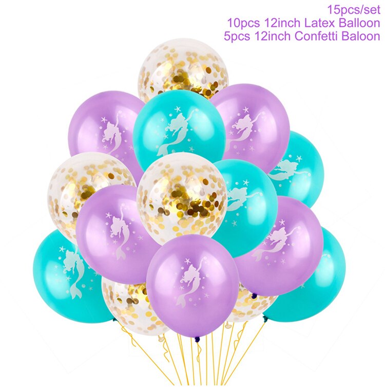 Huiran Mermaid Balloon Happy Birthday Ballon Little Mermaid Birthday Party Decor Kids Balloons Foil Baloon Giant Balony Balon: 1