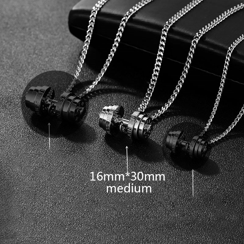 Bilanciere collana in acciaio color acciaio inossidabile coppia uomo pendenti Fitness sport uomo accessori Fitness gioielli sul collo orgoglio: Medium Steel / 60cm