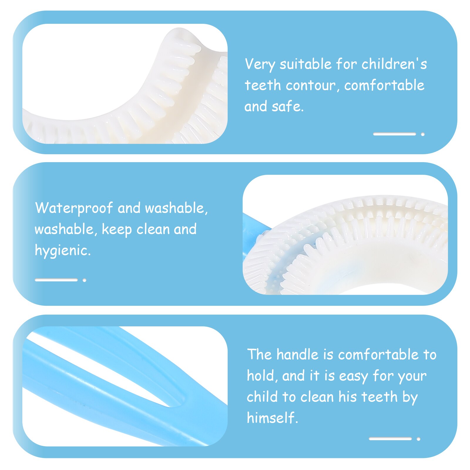 3Pcs Children U-shaped Toothbrushes Teeth Brush Kids Teeth Cleaning Brushes