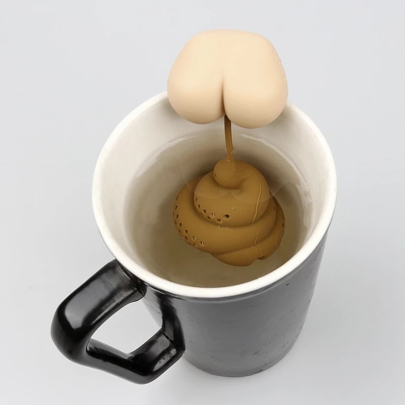 Poo form silikon te tillbehör set halloween ciga bajs intressant kaffefilter diffusor örtte tepåse återanvändbar a