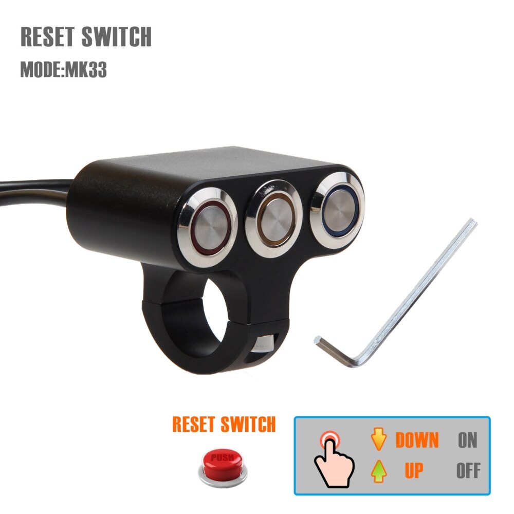 BOSMAA Motorcycle Handlebar Led Indicator light Switch 22mm/25mm Adjustable Mount Waterproof Button Switch DC12V For Fog Light: 22mm Res Switch