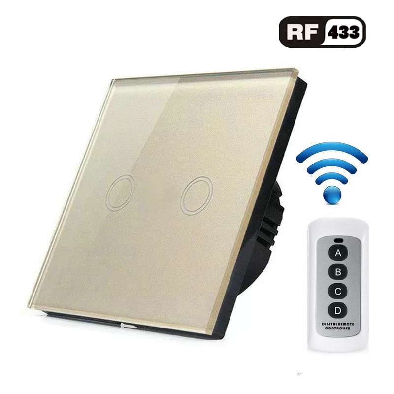 Standard Eu Wireless Remote Control Touch Switch For Rf433 Intelligent Wall Switch 1 / 2 / 3 / Band Glass Touch Switch