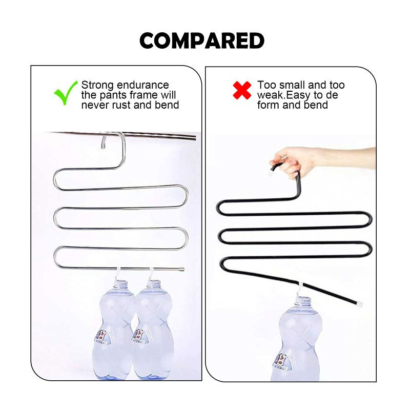 Multi wieszak na spodnie stojak spodnie ze stali nierdzewnej s-rodzaj 5 warstw wieszaki na ubrania oszczędność miejsca przechowywanie na organy szafy