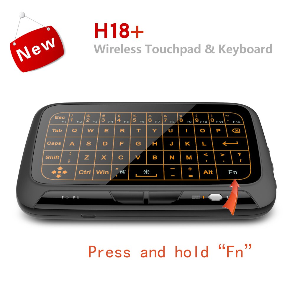 Heynow verlicht toetsenbord  h18 plus afstandsbediening air mouse en toetsenbord 2.4 ghz draadloos volledig touchpad voor android tv box pc