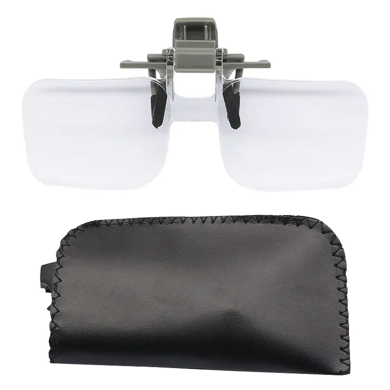 Forstørrelsesglas med klips til 2x briller, tredjehånds oplyst forstørrelsesglas, lup til håndarbejde, læsestempler, hjælpemidler til svagtseende