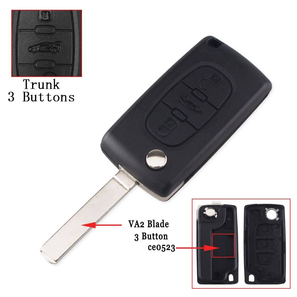 Keyyou för peugeot 407 407 307 308 607 fjärrnyckel fodral skal nyckel lock 3 knappar key case  ce0523: Ce0523 va2