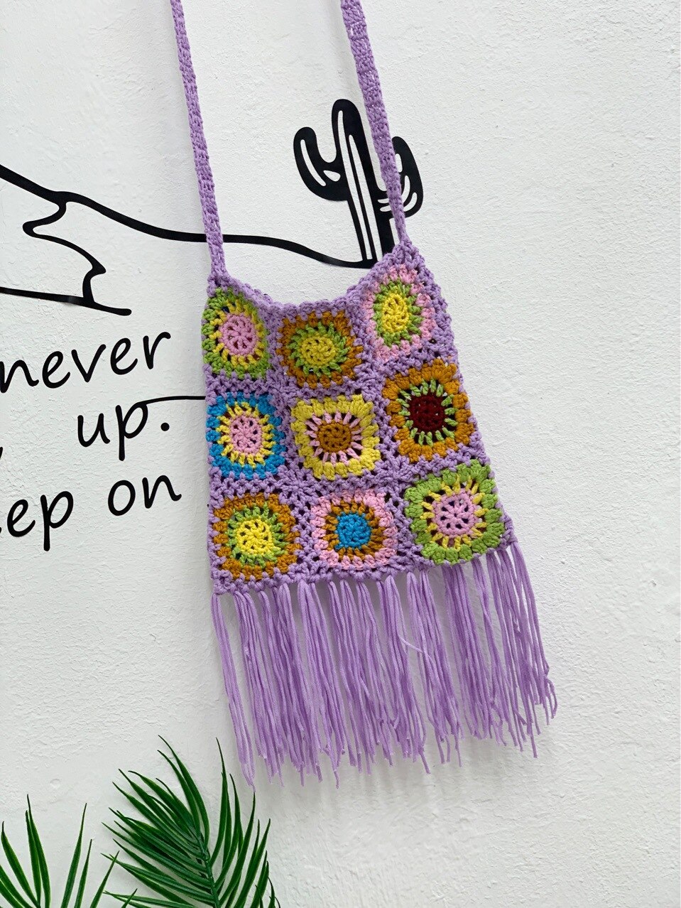 Zomer Kwastje Bloemenprint Gehaakte Shopper Tas Breien Hollow Out Schouder Strandtas Casual Luiheid-Stijl Handtas Voor Vrouwen: Paars