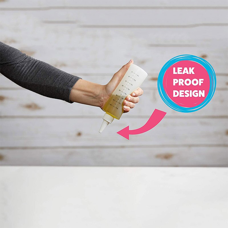 Botellas de plástico de 8oz y 16oz con tapón blanco a prueba de fugas, Ideal para aceite, condimentos, aderezo, pintura, manualidades con embudo