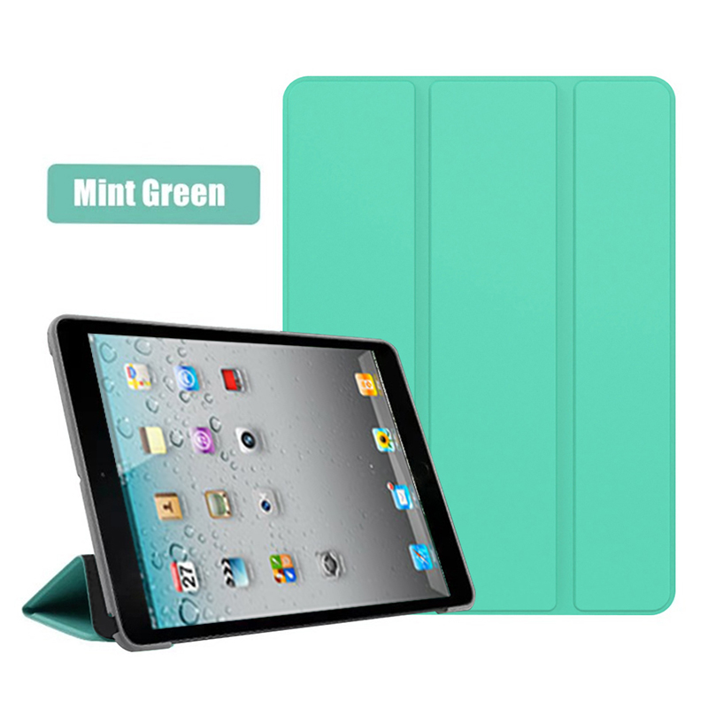 For iPad 2 iPad 3 iPad 4 PC Back Case PU Leather Stand Cover A1395 A1396 A1397 A1416 A1430 A1403 A1458 A1459 A1460 Tablet Case: Mint Green