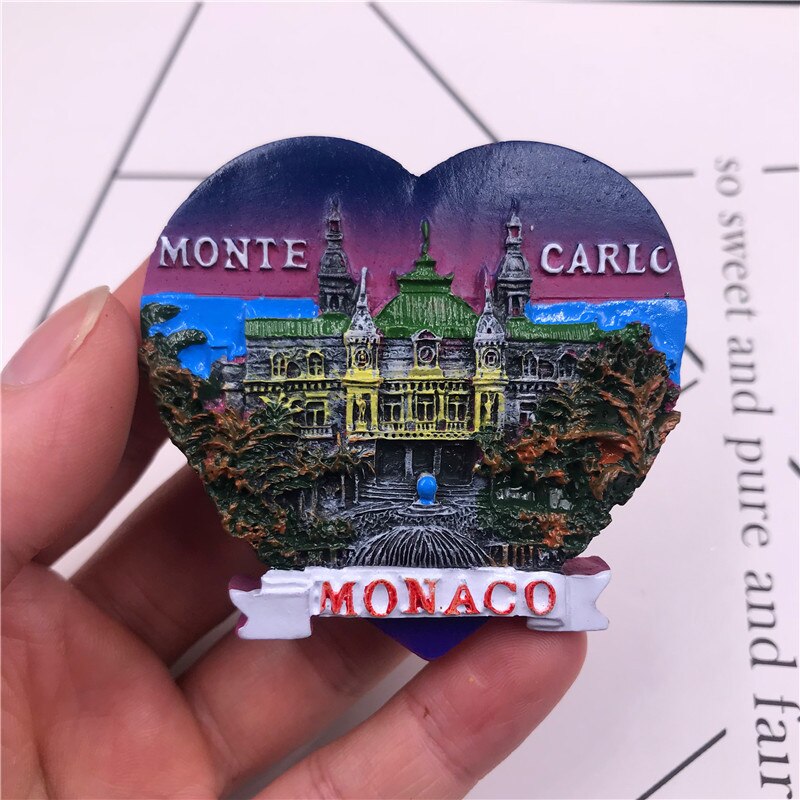 Europæisk monaco gammelt slot palads vartegn arkitektonisk turisme souvenirs monte cario harpiks dekorative magneter ideer: Hvid