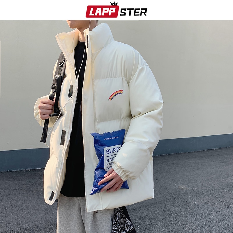 LAPPSTER Männer Regenbogen Dicken Blase Mantel Parka Herren Street Hip Hop Winter Jacken Mäntel Männlichen Warme Koreanische Puffer Jacken