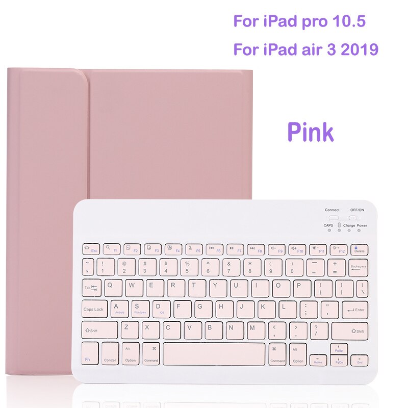 Case For iPad 10.2 9.7 5th 6th 7th Generation bluetooth Keyboard Case for iPad Air 1 2 3 Pro 10.5 11 12.9 Cover: For iPad 10.5 Pink