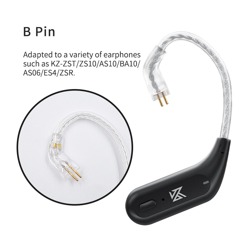Kz AZ09 Hd Bluetooth 5.2 Upgrade Kabel Hifi Draadloze Oorhaak Met Opladen Case Voor DQ6 Zsx Asx Vx C12 oortelefoon Headset: AZ09 B PIN