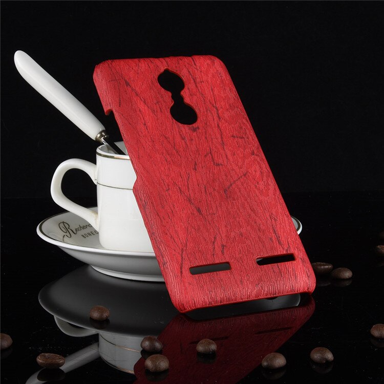 Subin voor lenovo  k6 hoesje 5.0 inch pu hout lederen nerf mobiele holster shell voor lenovo  k6 telefoonhoesje: Donkerrood