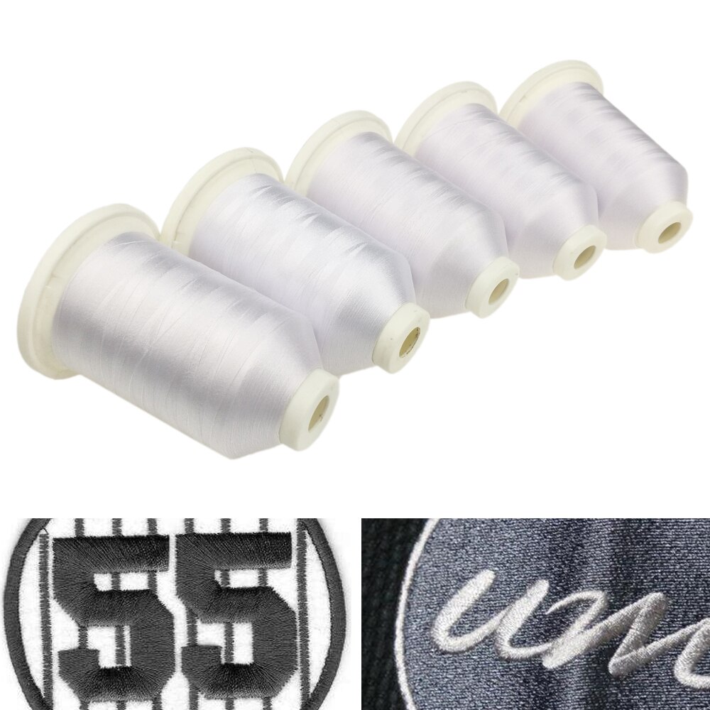 Sanbest 5000M Polyester Embroidery Thread Solid Black White Sewing Thread High Tenacity Threads 120D/2 DIY TH00025