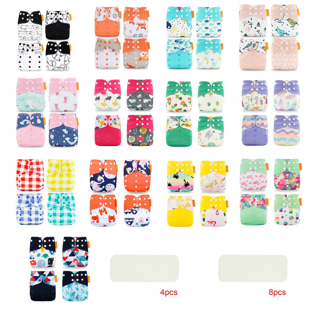 4pcs Baby Reusable Nappies Washable Polyester Cloth Diaper Suitable For Toddler Age 0-3 Years Old