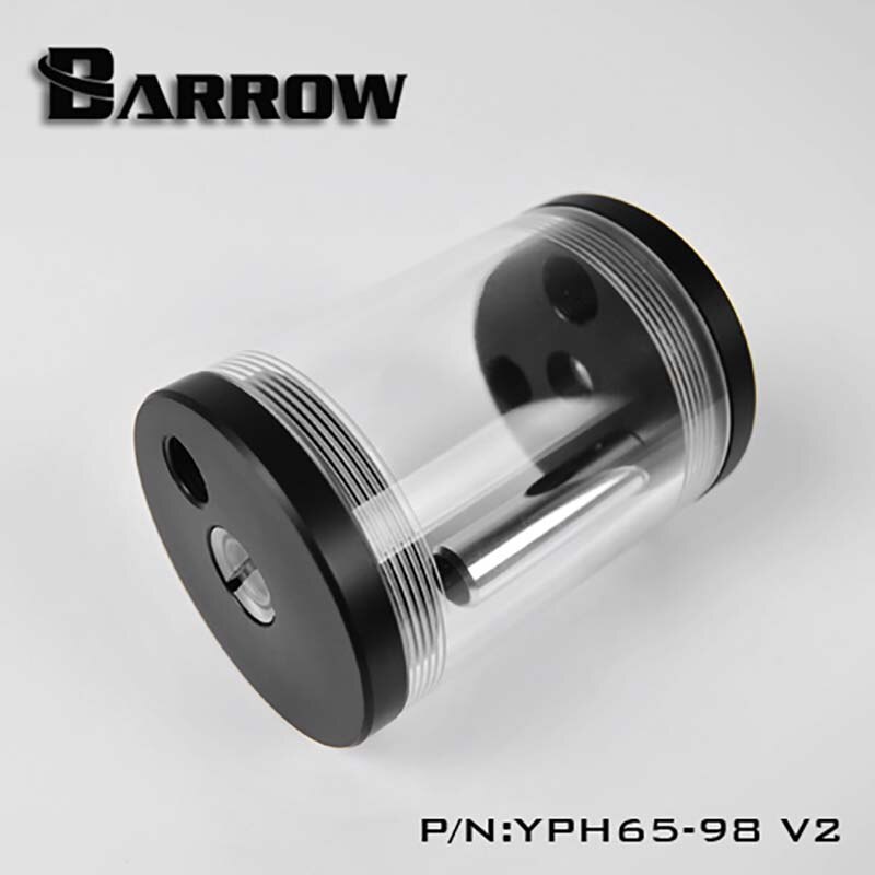 Barrow Reservoir (DIA: 65mm TL:98mm/135mm/220mm/300mm) for water cooler Transparent body Black Cap water tank heatsink gadget: 98mm