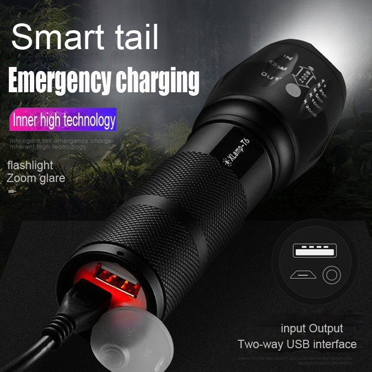 Powerful LED Flashlight XHP50 Torch USB Rechargeable Waterproof Lamp Ultra Bright Zoomable Mini