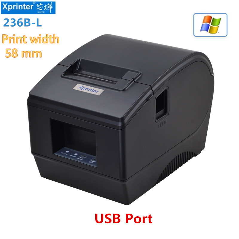 XP-236B/236BL 20-60mm barcode printer sticker printer 58mm receipt printer POS printer Qr code the non-drying label printer: 236B-L  USB / EU plug