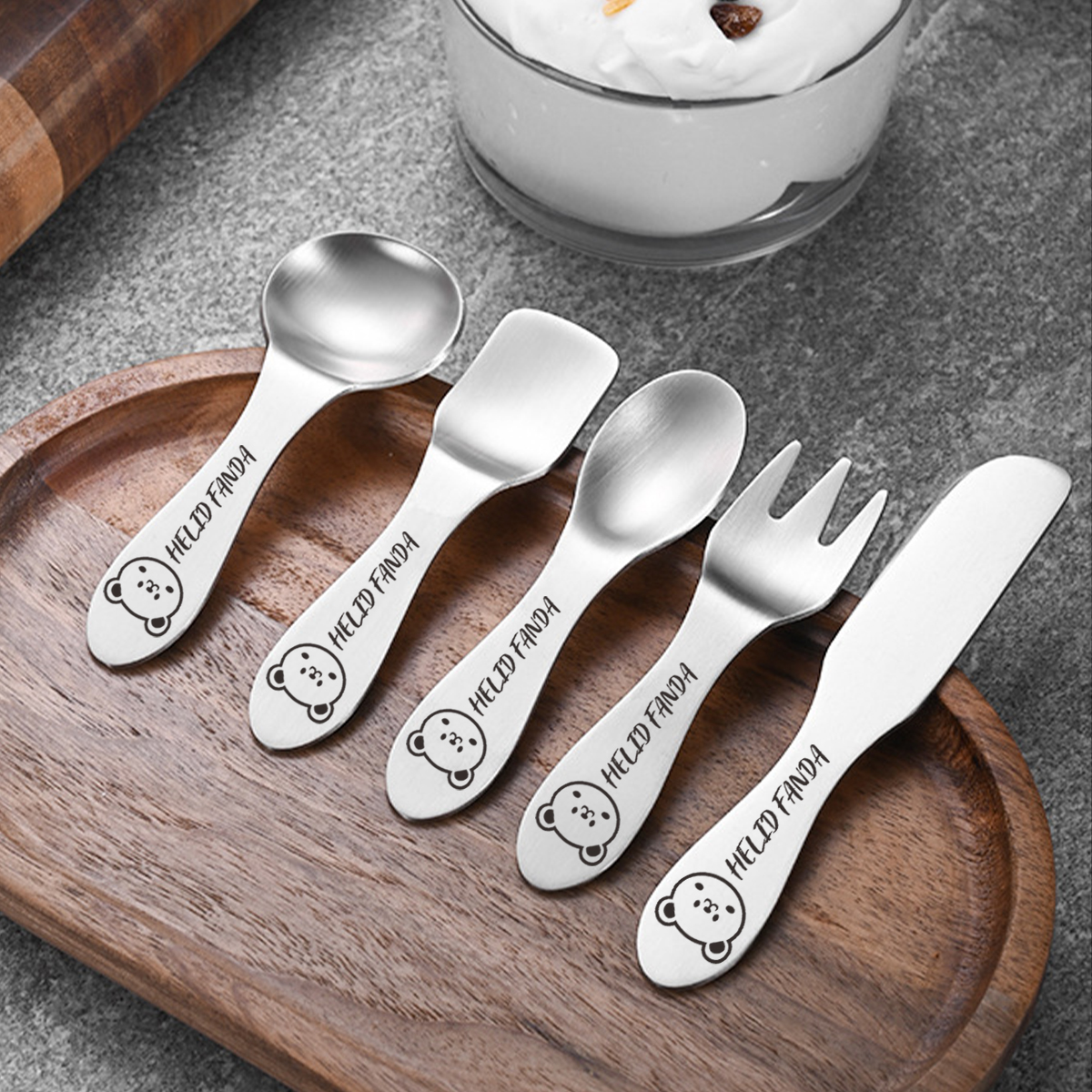 WORTHBUY 304 Edelstahl Geschirr einstellen für freundlicher Mini Eis Nachtisch Löffel Gabel Messer Küchen geschirr freundlicher besteck