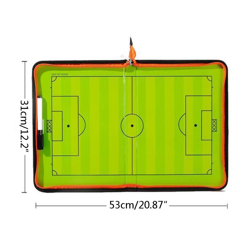 Football Soccer Magnetic Tactic Coach ClipBoard with Dry Erase Zipper and Marker