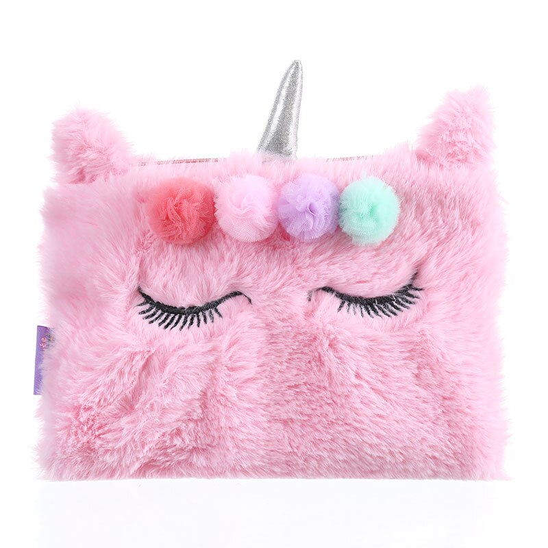 Eenhoorn Bont Handtas Voor Vrouwen Bloem Flap Koreaanse Dag Koppelingen Purse Leuke Rits Make Envelop Pouch