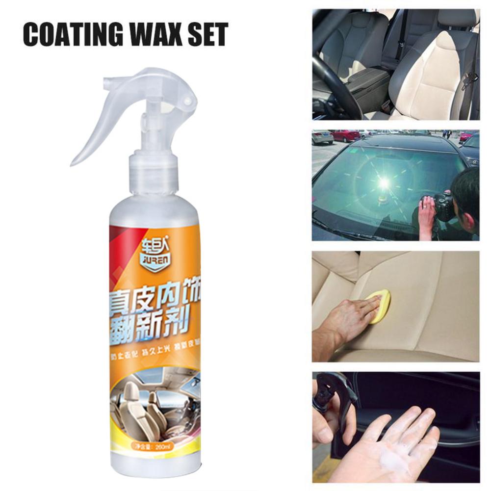 200ml Car Interior Polishing Wax Coating Decorative Leather Wax Glasses Waterproof Plastic Panel Spraying Agent Renewal