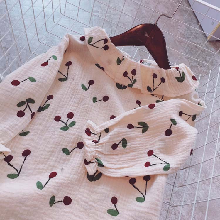 Voorjaar Meisjes Tops Kinderen Lange Mouw Leuke Shirt voor Meisjes Kids Cherry Shirt Alle Match Peuter Meisjes Kleding 2 -7 jaar