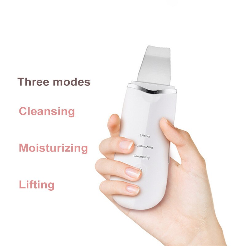 Ultraljud ansiktshudskrubber ansiktsrengöring vibration pormask borttagning exfolierande porer hud fukt skönhetsinstrument