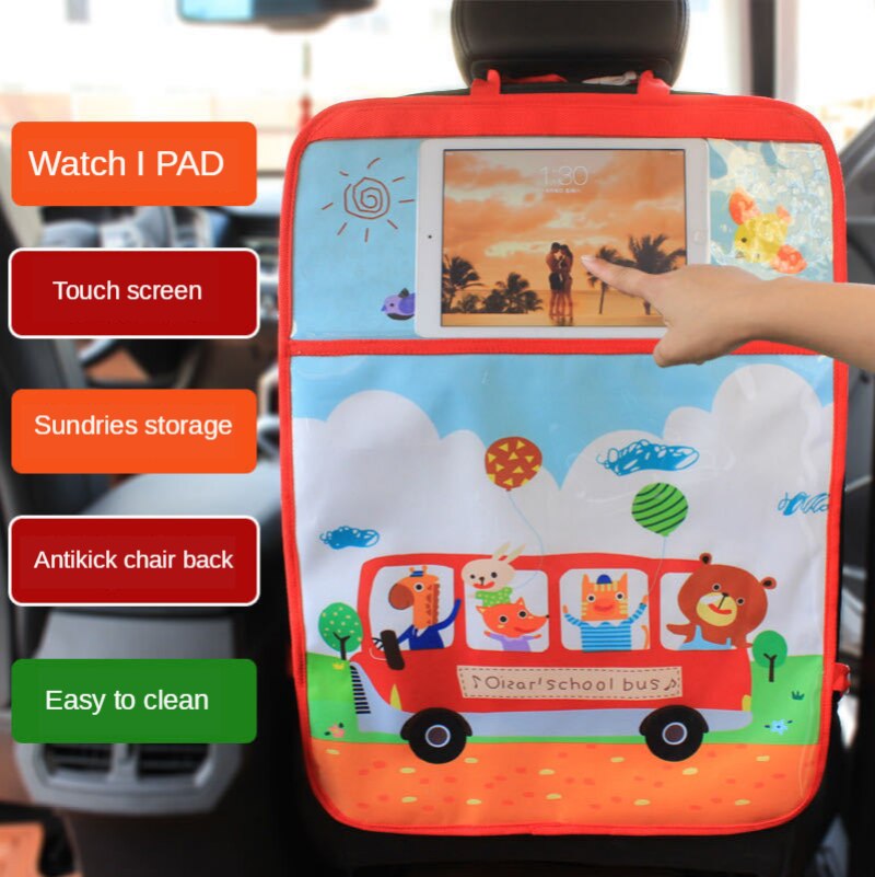 Cartoon Auto Sitz Zurück Anti-kick Pad Schutz Film Sitz Lagerung Tasche Schutzhülle Pad Anti-kick Touchscreen aufräumen Innen