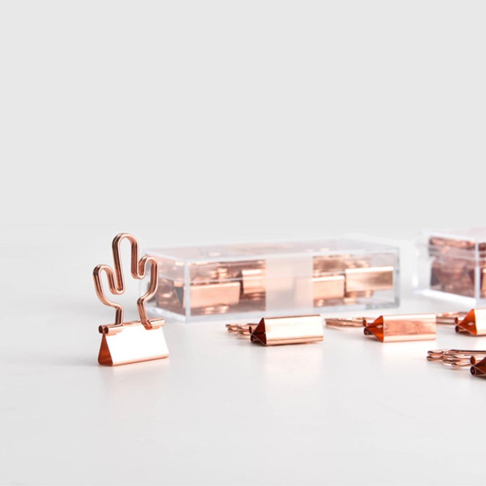 12pcs Cat Heart Cactus Binder Clip Paper Pile Photo Message Ticket Clips Organizer Korean Office School Supplies M17F