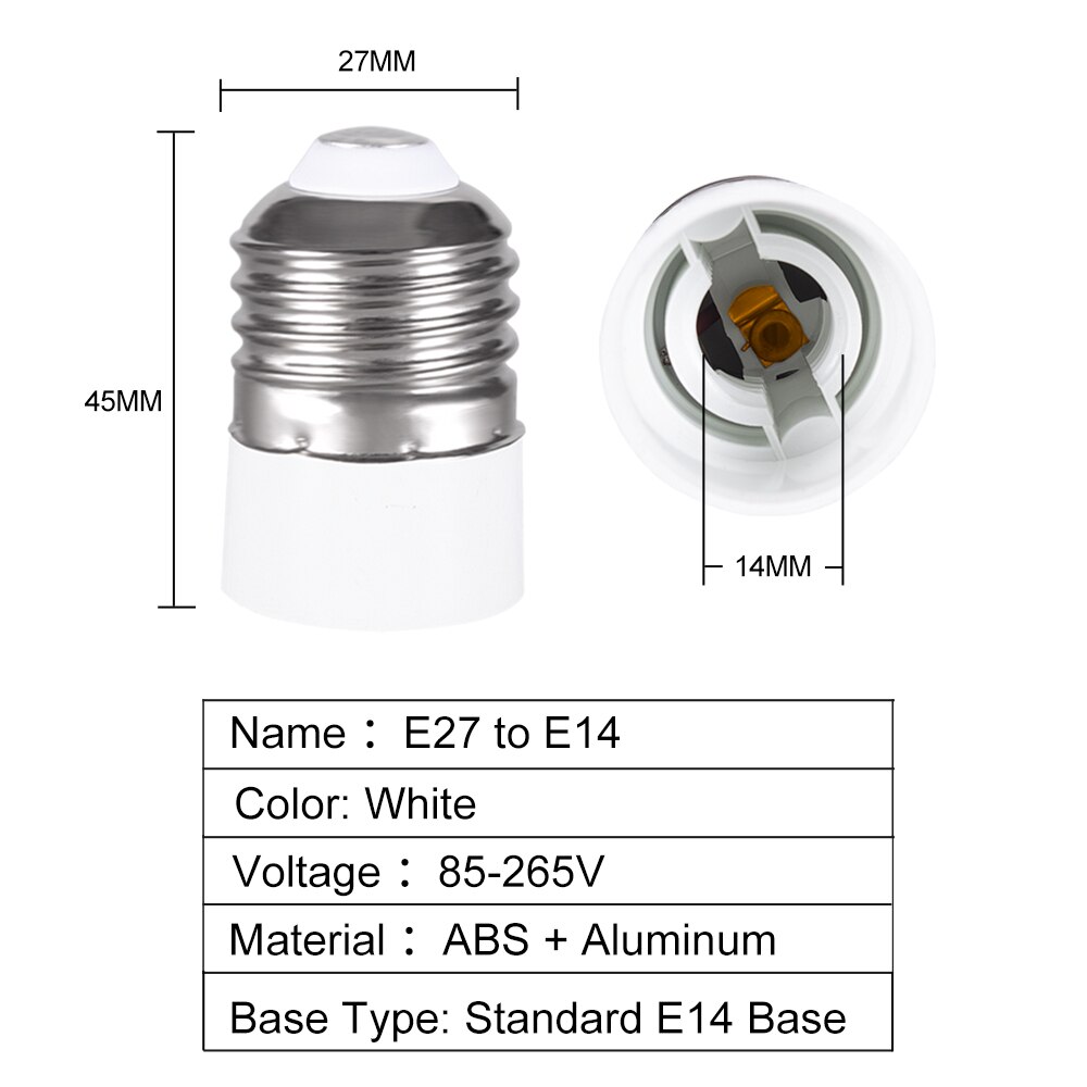 Konverter  e27 to e14 adapter fatning brandsikker fatning lampeholder materiale brandsikker fatning adapter  ac110v 220v