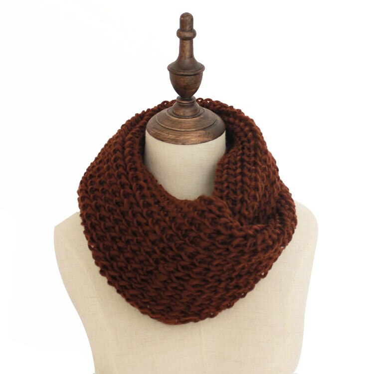 Women Scarf Unisex Winter Scarf Knitted Scarves Collar Neck Warmer Lady Crochet Ring Spain Loop: coffee