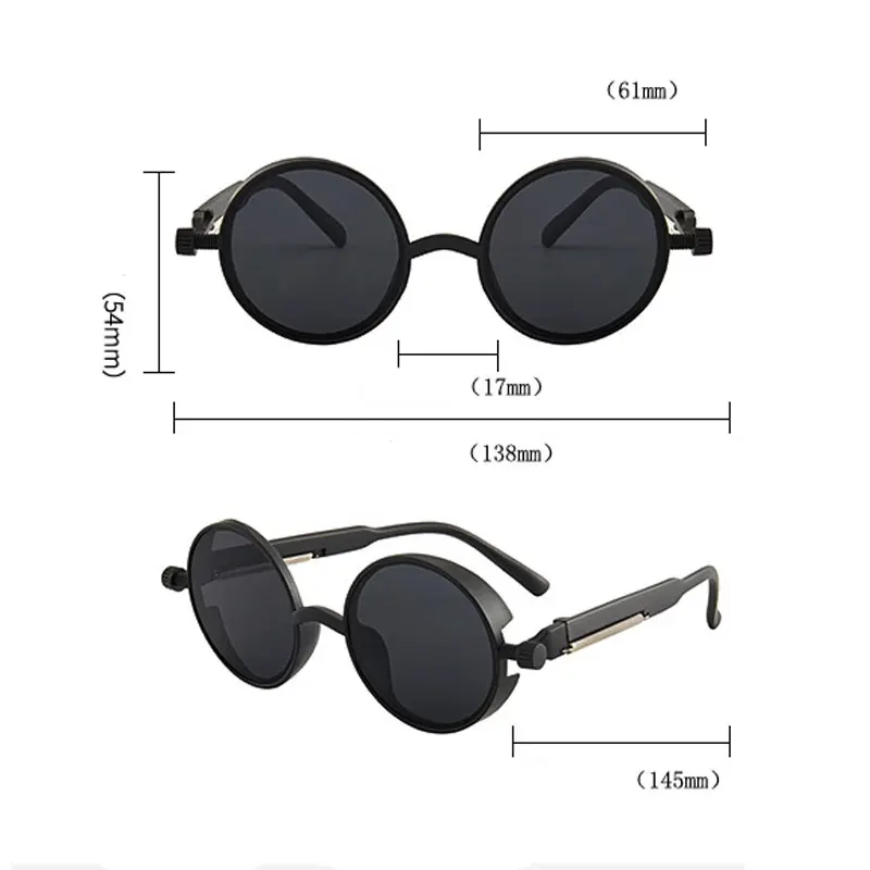 Classic Gothic Steampunk Sunglasses Luxury Brand Men and Women Retro Round Pc Frame Sunglasses