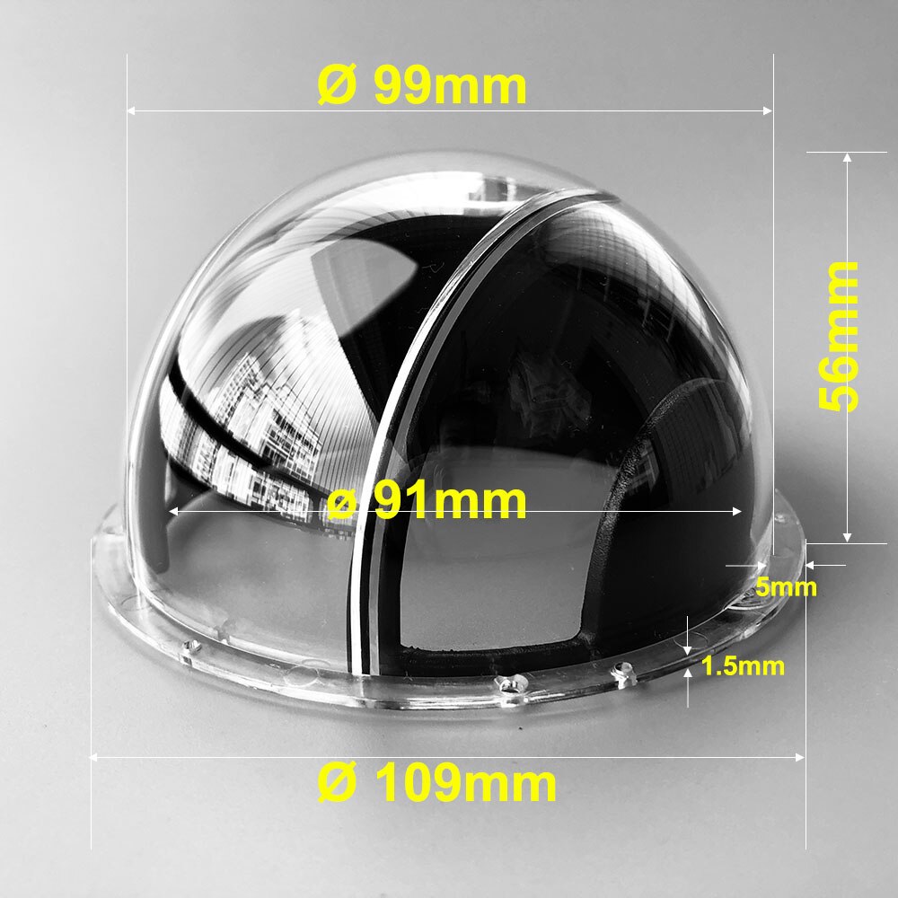 4 Inch Acryl Dome Camera Cover Waterdicht Antidust Plexiglas Cctv Surveillance Camera Behuizing Met Zwarte Ronde Plastic Cap