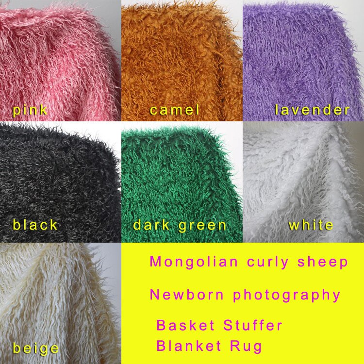 Mongoolse Krullend Schapen Faux Fur Stof Pasgeboren Baby Fotografie Props Faux Wol Mand Stuffer Deken Kleed 60 "BTY 150x92 cm