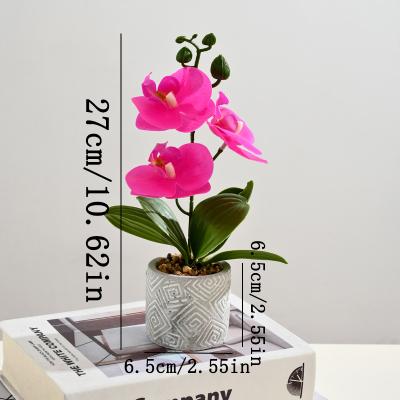 Orchidée papillon simulée, plante artificielle créative en pot, sans arrosage, Table à manger réutilisable, bonsaï décoratif pour la maison et le bureau: Beige
