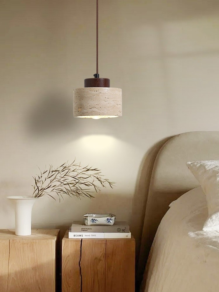 Japanse Stijl Kroonluchter Steen Hanglamp Travertijn Ophanging Plafond Led Hanglamp Kithcen Island Living
