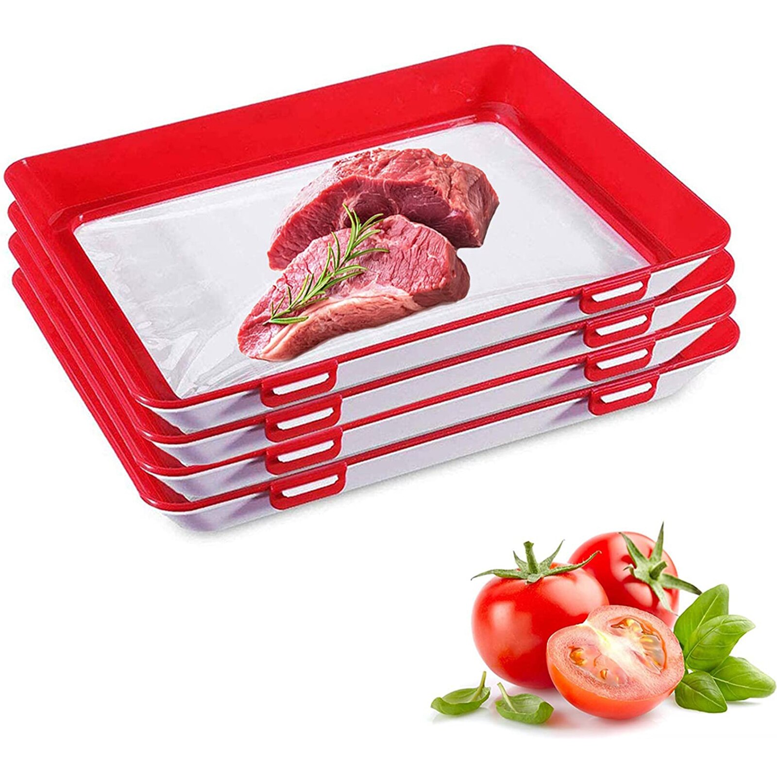 Food Preservation Tray Stackable Food Fresh Tray Magic Elastic Fresh Tray Reusable Food Storage Container Keeping Fresh Spacer: Default Title