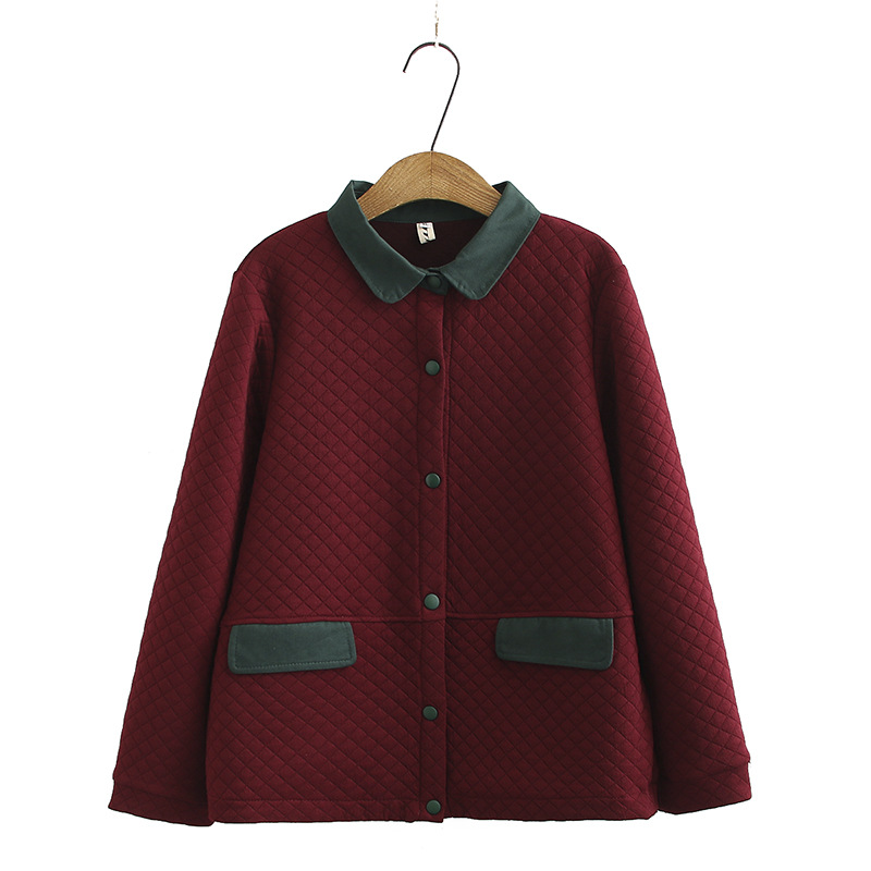 Herfst Gewatteerde Jassen Voor Vrouw Plus Size Lichtgewicht Dunne Enkele Breasted Jasje Plus Size Vrouwen Jas: Bourgondië / Xl