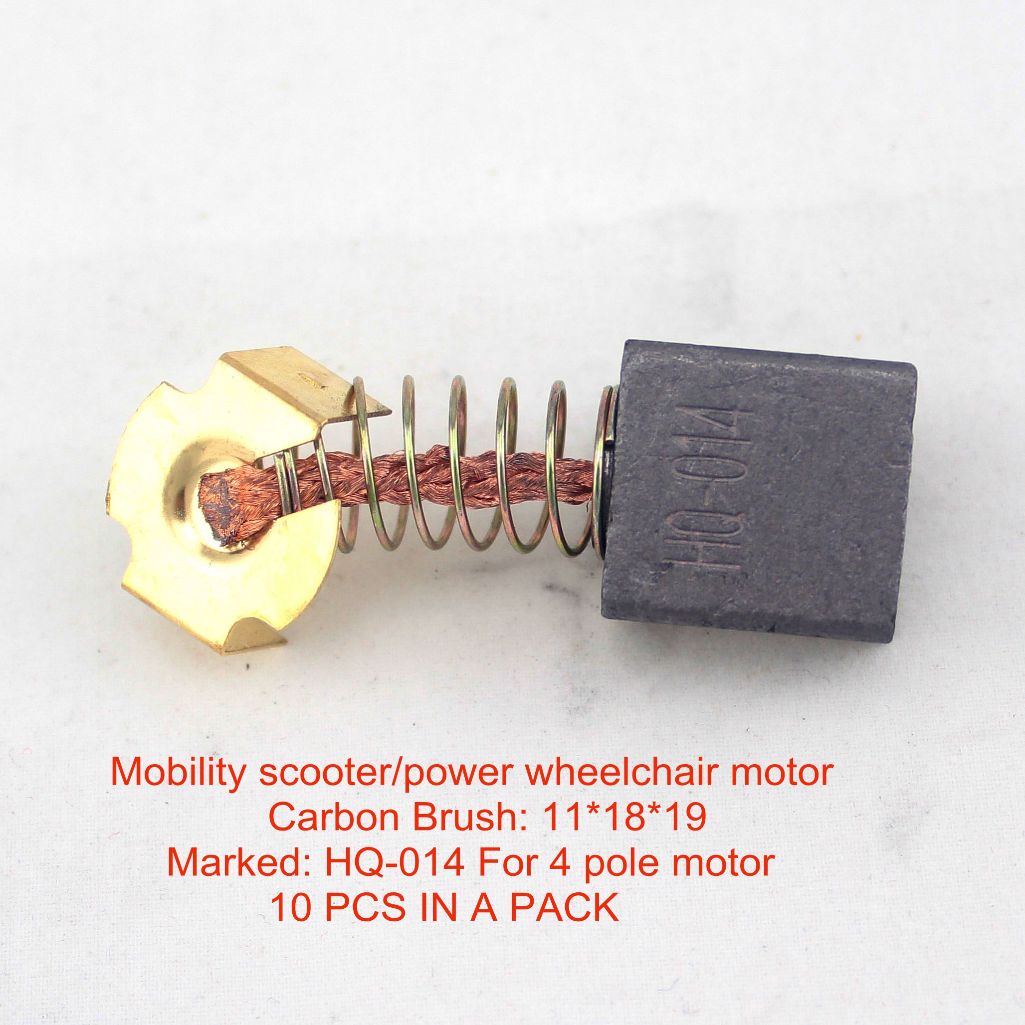 Mobilitet scooter dele til 4 polet 24 vdc motor kul børste 11mm*18mm# hq -014 10 stk en pakke